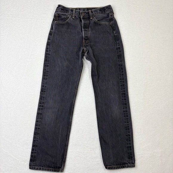 Levi's 501 Jeans Mens 30x32 Fits 27x27 Straight Leg Black Denim Button Fly - Picture 1 of 9